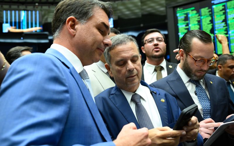 1 de 1 Rogério Marinho (PL-RN), Flávio Bolsonaro (PL-RJ) em imagem de arquivo
