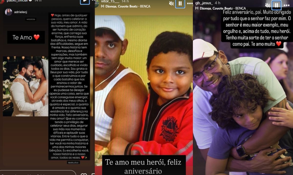 1 de 2 Pablo é homenageado pela esposa e filhos no aniversário de 41 anos