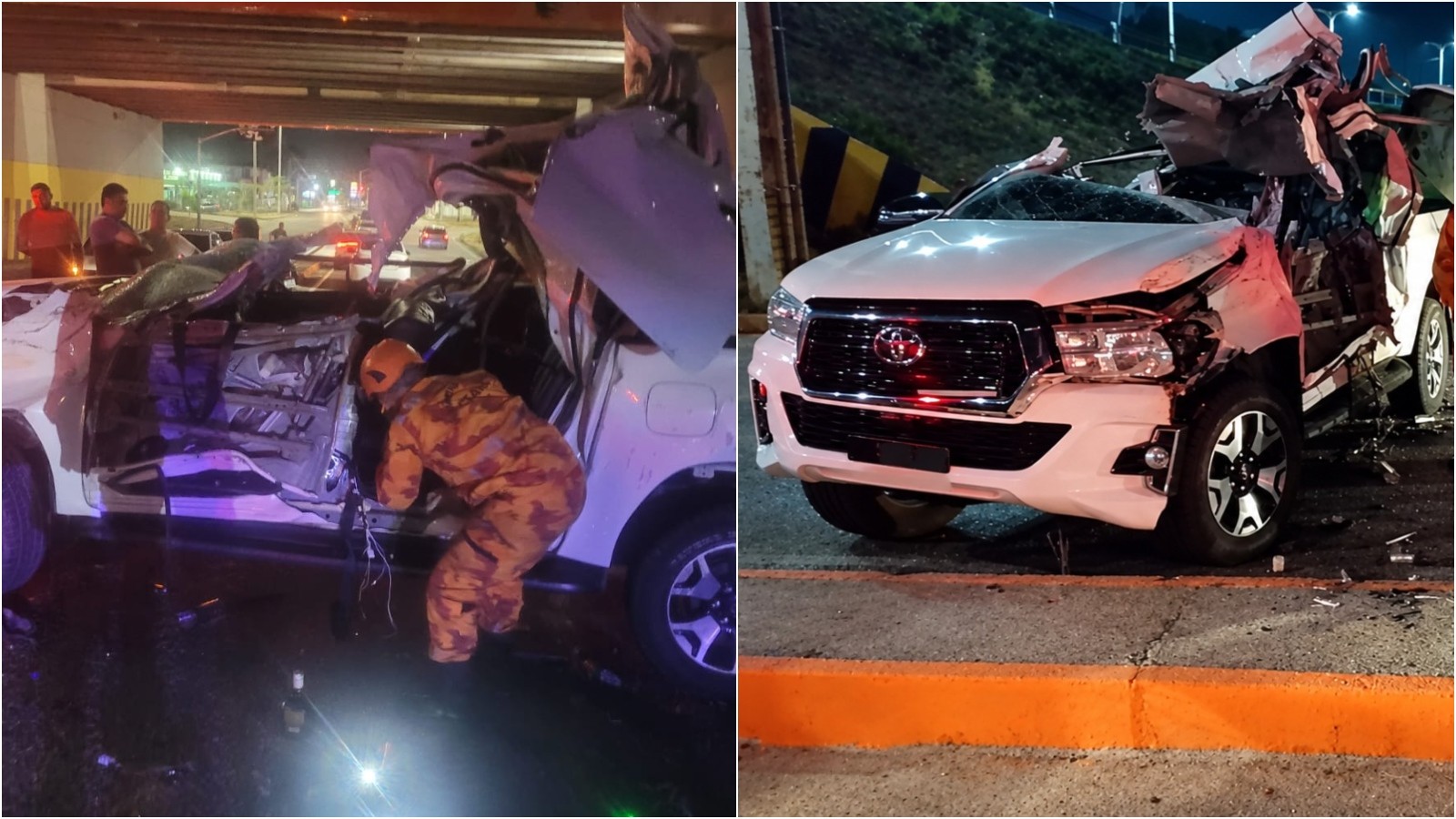 1 de 2 Caminhonete capota, mulher morre e outras três pessoas ficam feridas em Fortaleza.