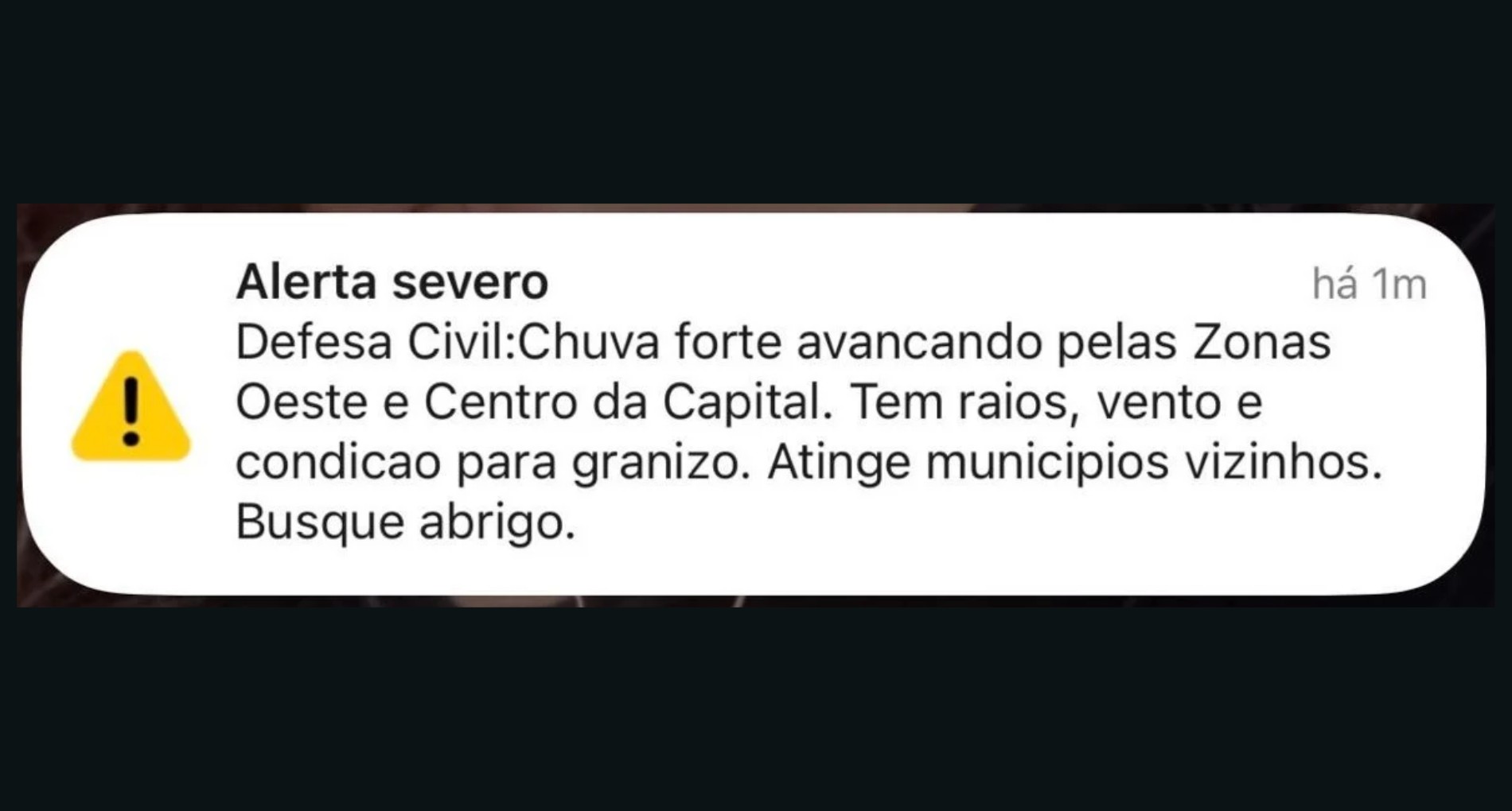 1 de 2 Alerta da Defesa Civil de sexta-feira (16).