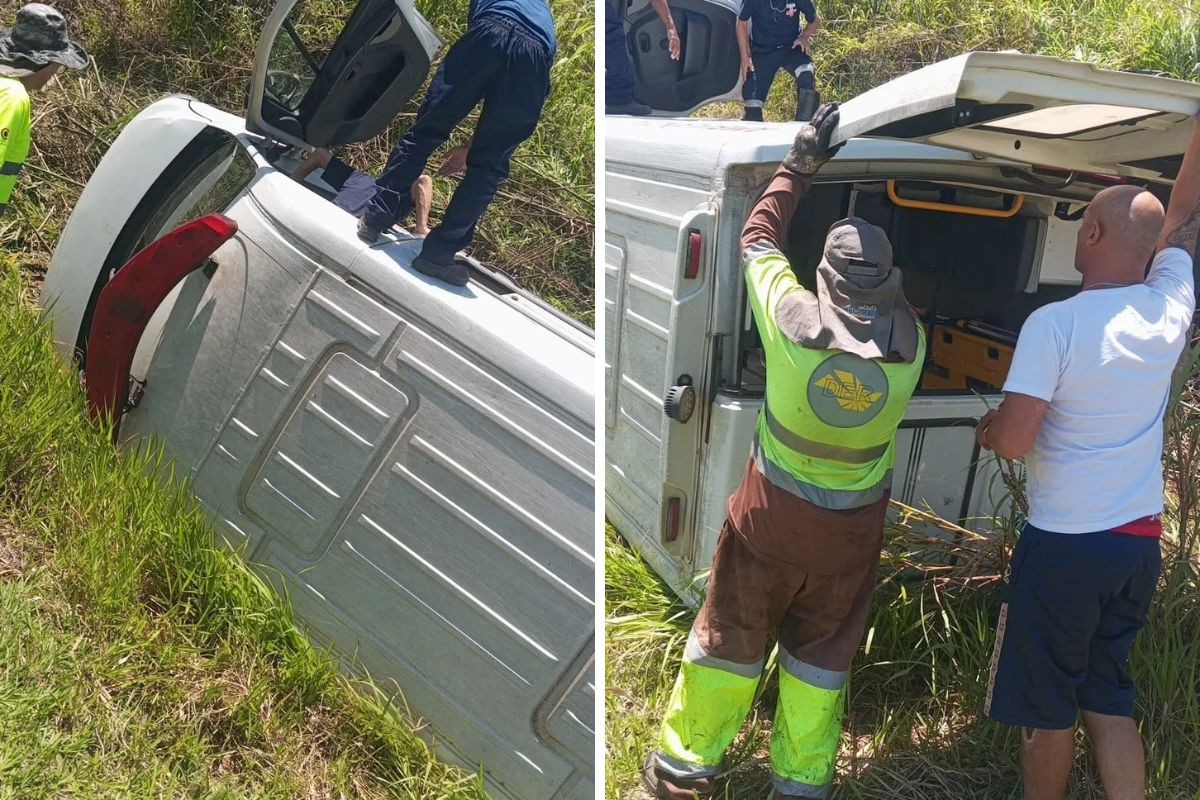1 de 1 Ambulância tombou na Rodovia João Beira (SP-95) em Amparo, nesta terça-feira (20); paciente e motorista ficam feridos