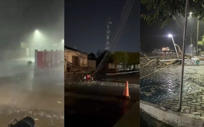 1 de 1 Temporal derruba postes, árvores e telhado de prédio público em São Raimundo Nonato