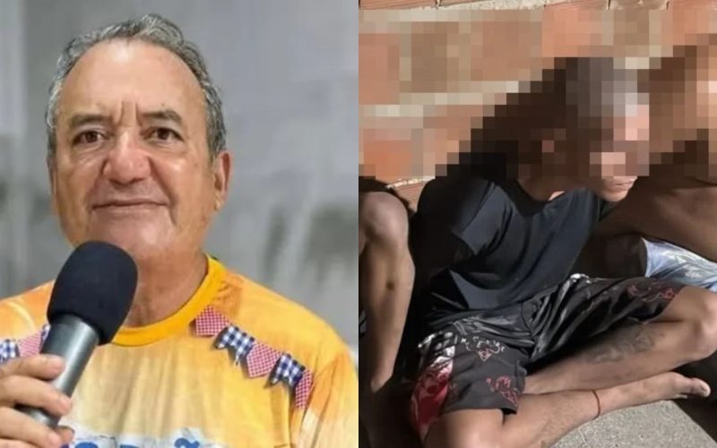 1 de 1 Radialista Gilberto Veras (à esq.) e suspeito preso (à dir.)