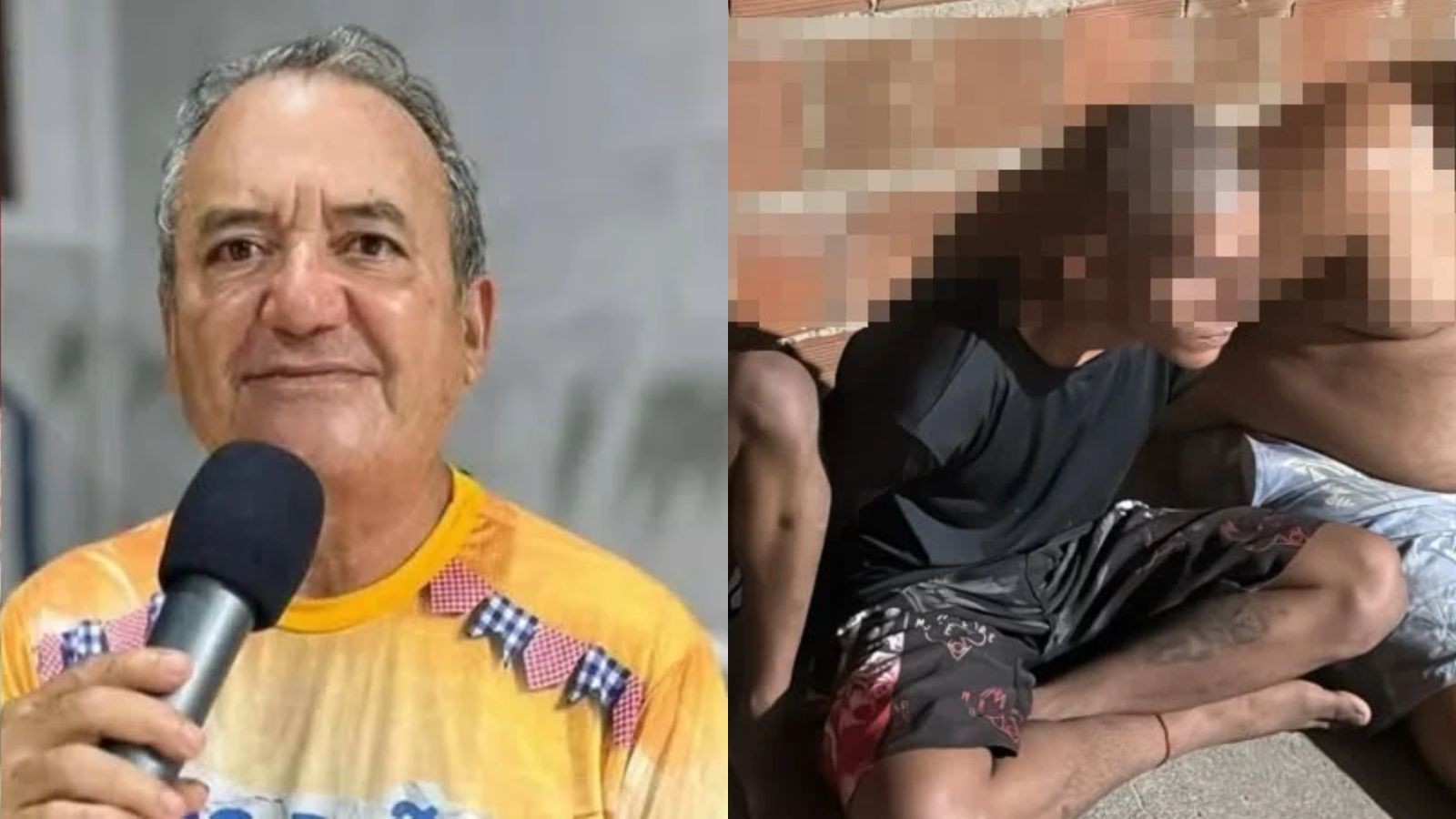 1 de 1 Radialista Gilberto Veras (à esq.) e suspeito preso (à dir.)