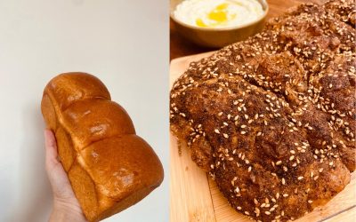1 de 5 Pão Shokupan (à esq.) e Pão Focaccia (à dir.).