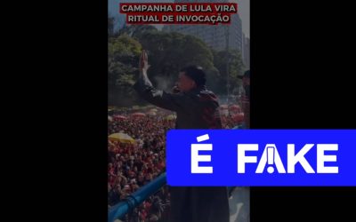 1 de 3 É #FAKE que vídeo mostre 'ritual de invocação' durante ato pró-Lula na Paulista