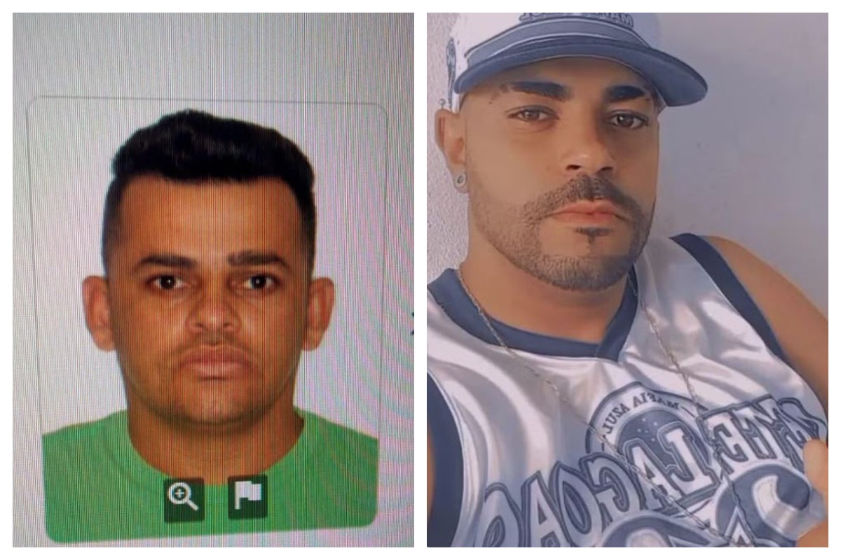 1 de 3 O palmeirense Sandro Souza (à esquerda) é procurado também pelo homicídio do cruzeirense José Santos (à direita) em 2024 na Grande SP.
