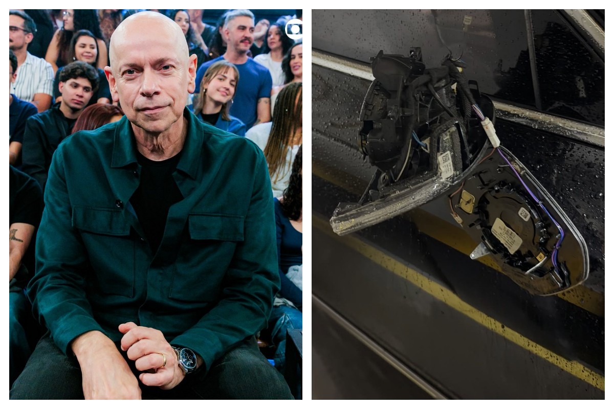 1 de 2 O escritor Leandro Karnal, de 63 anos, relata tentativa de roubo no trânsito de São Paulo e quebra do retrovisor do carro dele na última quarta-feira (14).