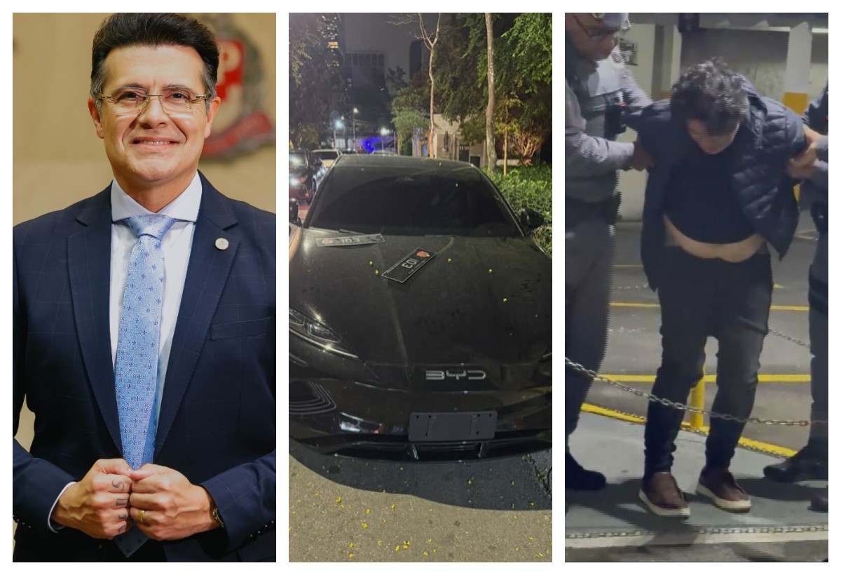 1 de 3 O deputado estadual Marcelo Aguiar (PL) foi preso ao disparar arma de fogo dentro de uma balada e apresentar sinais de embriaguez.