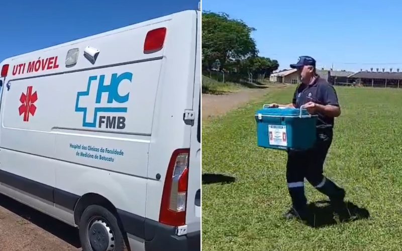 1 de 1 Transplante de emergência de coração é feito pelo Helicóptero Águia da PM de Jaú a hospital em Botucatu