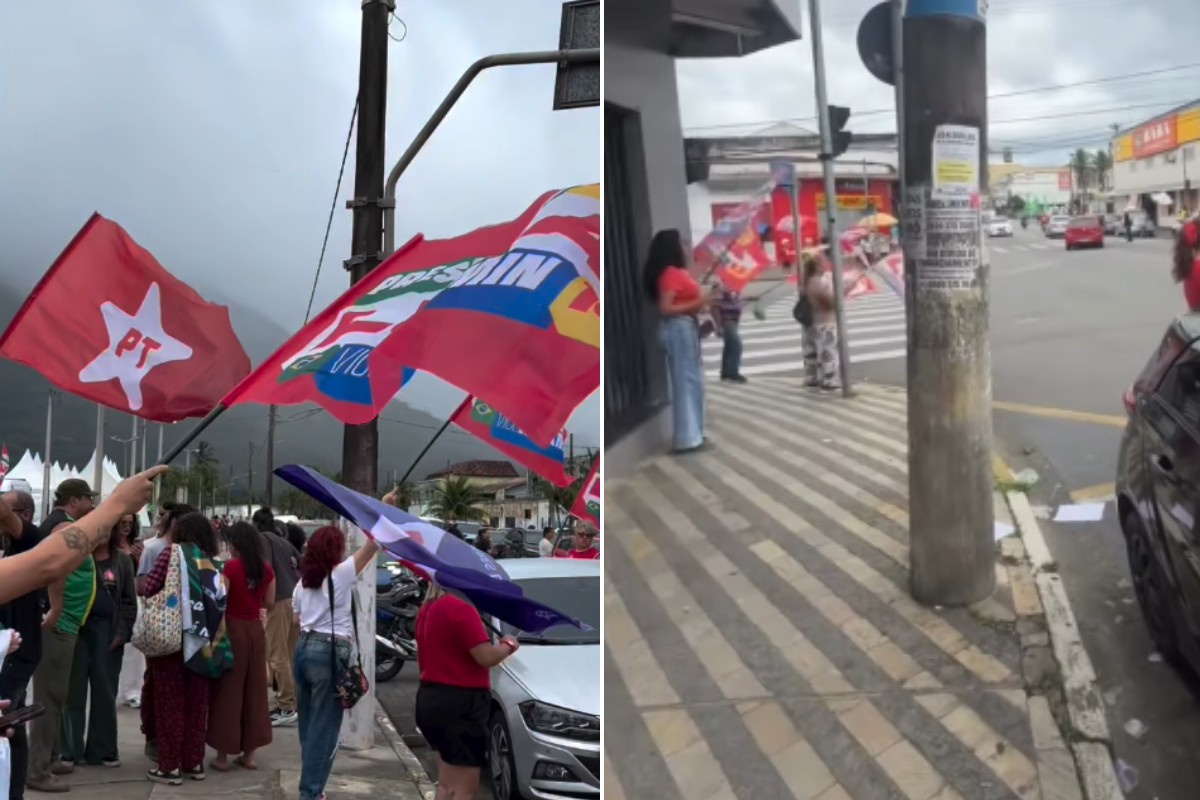 1 de 1 Três mulheres são agredidas durante ato do PT em feira livre no litoral de SP