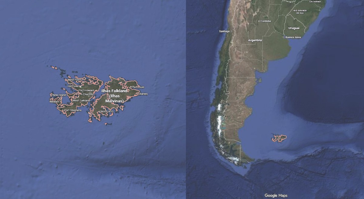 1 de 3 Ilhas Malvinas, ao sul da Argentina.
