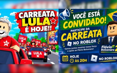 1 de 2 Manifestações e carreatas pró-Lula e pró-Flávio são organizadas no Roblox.