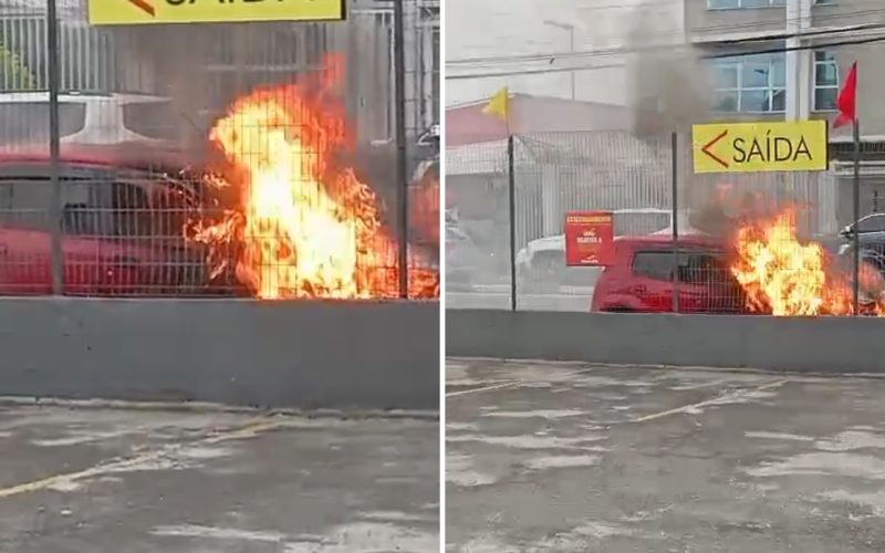 1 de 1 Carro pega fogo em avenida de Mogi das Cruzes