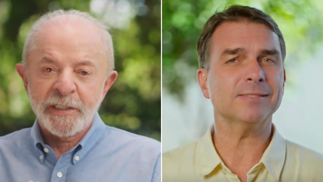 1 de 1 Lula e Flávio Bolsonaro em propaganda eleitoral a seis dias da eleição no segundo turno.