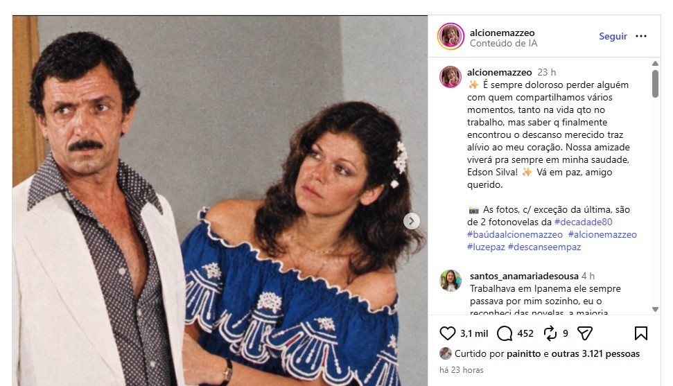 1 de 2 Perfil no Instagram anuncia morte de ator Edson Silva