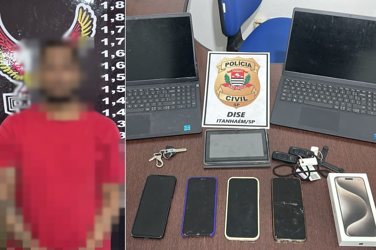 1 de 2 Homem foi preso suspeito de integrar o PCC em Mongaguá (SP)