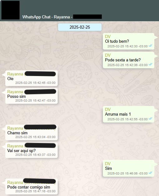 1 de 12 Mensagem de Daniel Vorcaro para agenciadora de garotas de programa, encontrada no celular do banqueiro.