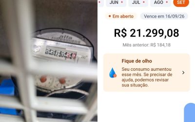 1 de 2 Morador de Santos recebeu conta de água no valor de R$ 21.299,08.