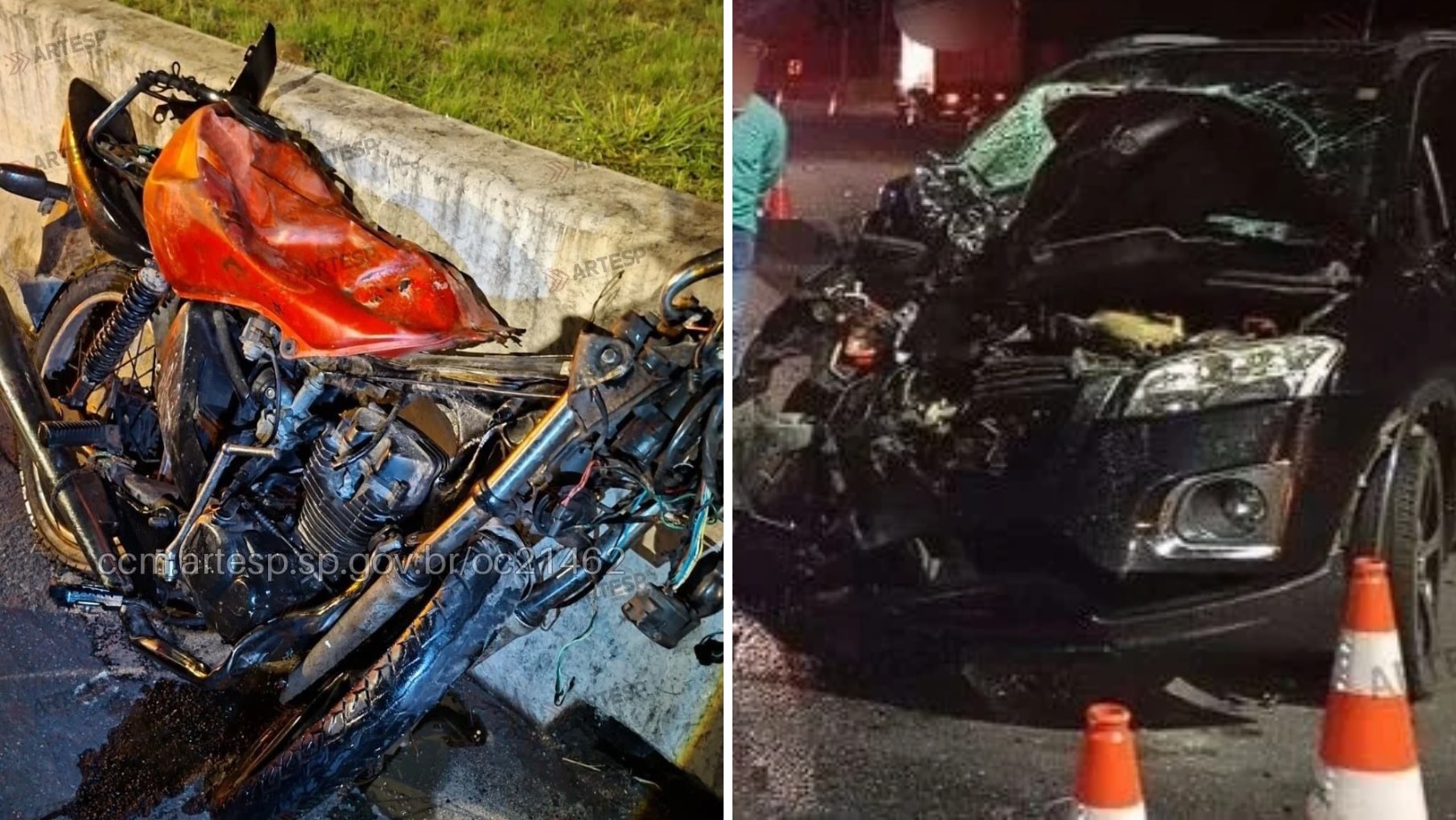 1 de 1 Acidente entre moto e carro deixa dois mortos e três feridos na Rodovia dos Tamoios, em Caraguatatuba