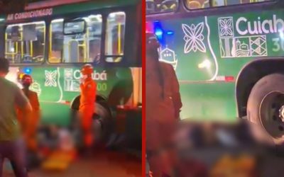 1 de 1 Com o impacto, o motociclista ficou preso sob a parte traseira do ônibus e morreu no local.