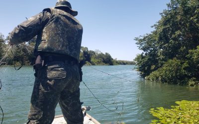 1 de 1 Polícia Ambiental apreende 300 metros de redes de pesca no Rio Paraná em Rosana (SP)