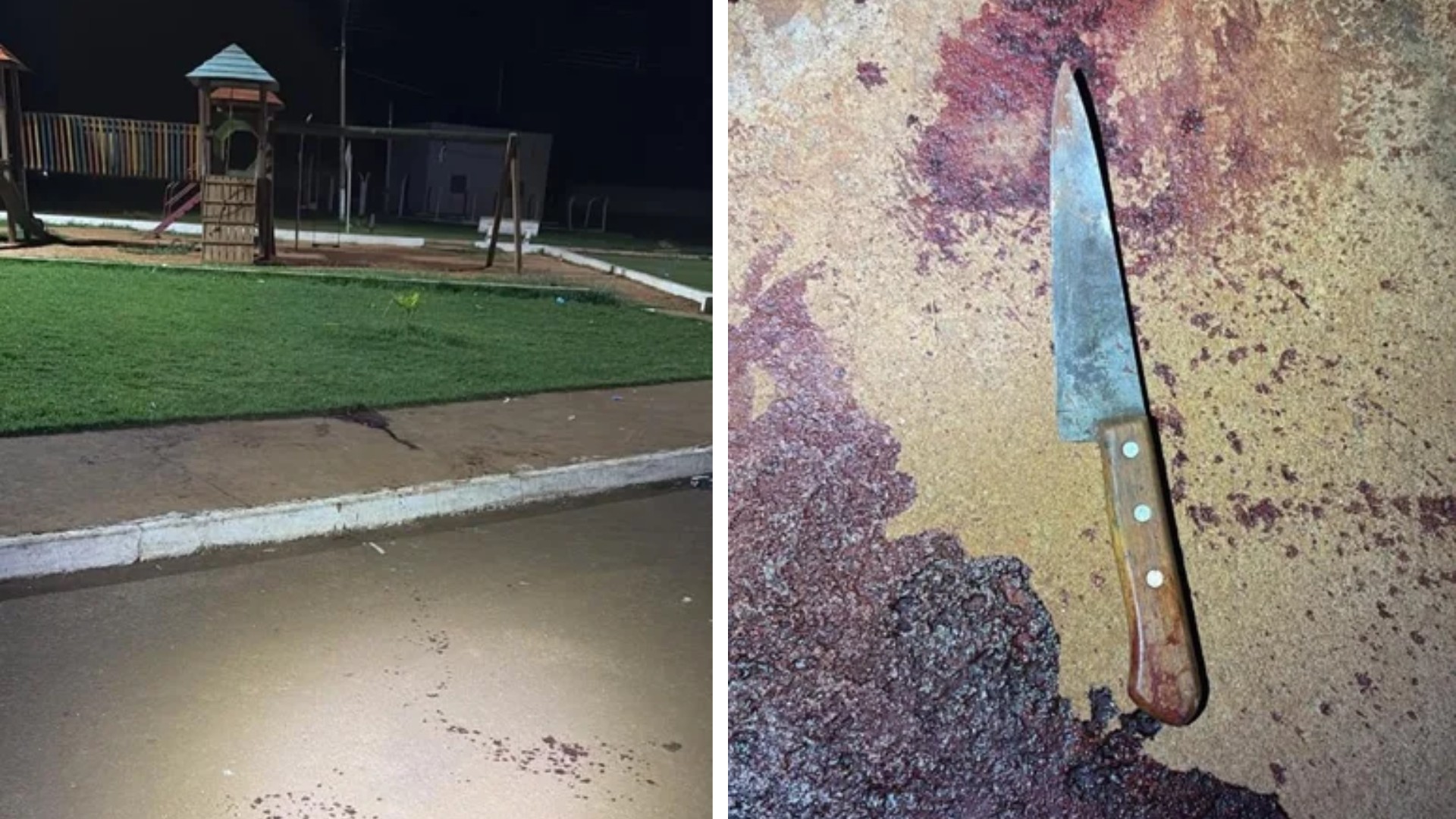 1 de 1 Praça onde aconteceu a briga e a faca que segundo a polícia, foi usada por uma das vítimas