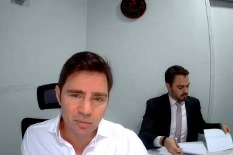 Daniel Vorcaro, ex-dono do Banco Master, prestando depoimento à Polícia Federal em 28 de agosto de 2026 - Reprodução - 28.ago.26/Uol