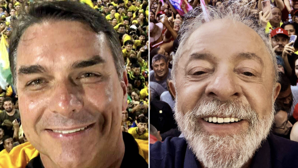 Flávio Bolsonaro (PL) à esquerda e Lula (PT) a direita. Foto: Reprodução / Redes sociais