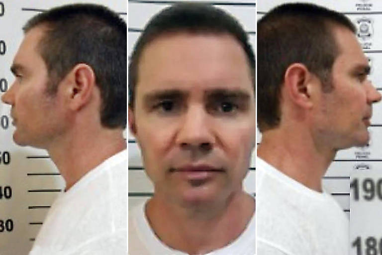 Daniel Vorcaro, dono do Banco Master, com barba e bigode aparados. As imagens, capturadas após a prisão do banqueiro em São Paulo, foram feitas no Complexo Penal II de Guarulhos, - Divulgação/Polícia Federal