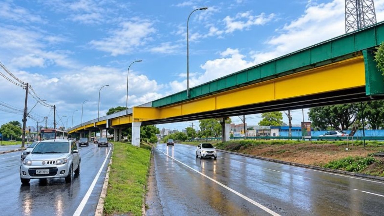 1 de 1 Viaduto Ayrton Senna, localizado na avenida Mário Ypiranga Monteiro, na zona Centro-Sul