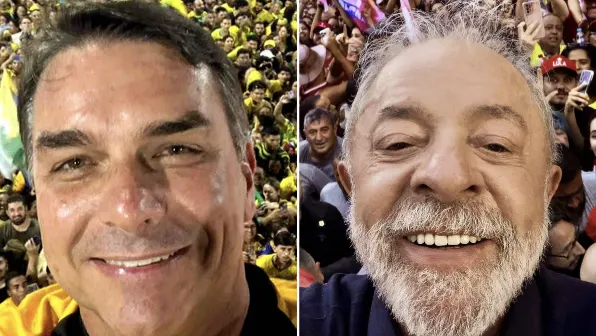 Flávio Bolsonaro (PL) à esquerda e Lula (PT) a direita. Foto: Reprodução / Redes sociais