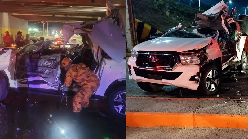 1 de 2 Caminhonete capota, mulher morre e outras três pessoas ficam feridas em Fortaleza.