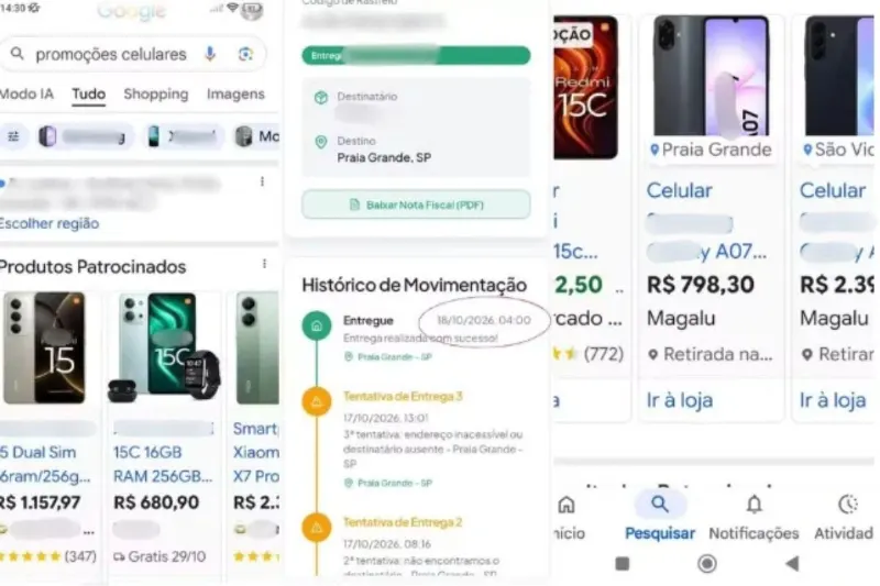 Homem diz ter caído em golpe ao comprar celular por anúncio no Google.