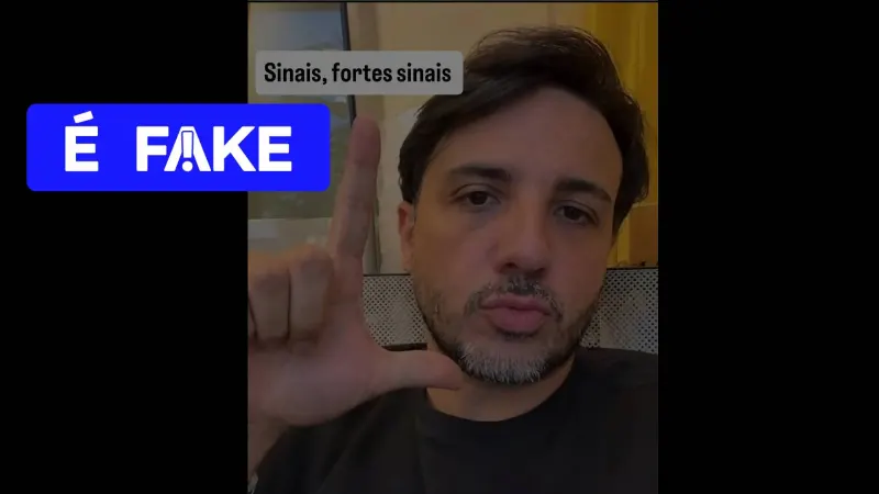 1 de 4 É #FAKE foto de Renan Santos fazendo gesto de apoio a Lula com os dedos; imagem foi criada com IA