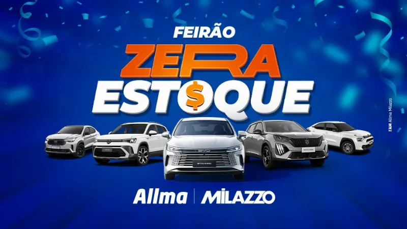 Ação do Grupo Allma Milazzo oferece mais de 2 mil veículos com taxa zero e primeira parcela após o Carnaval