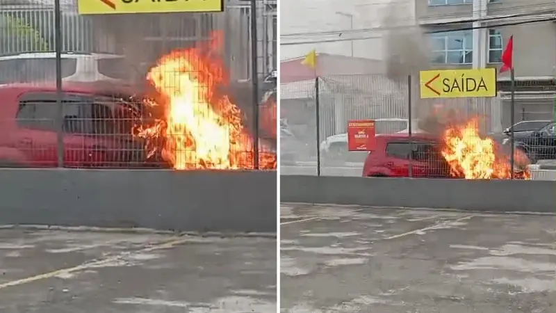 1 de 1 Carro pega fogo em avenida de Mogi das Cruzes