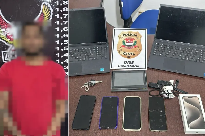 1 de 2 Homem foi preso suspeito de integrar o PCC em Mongaguá (SP)