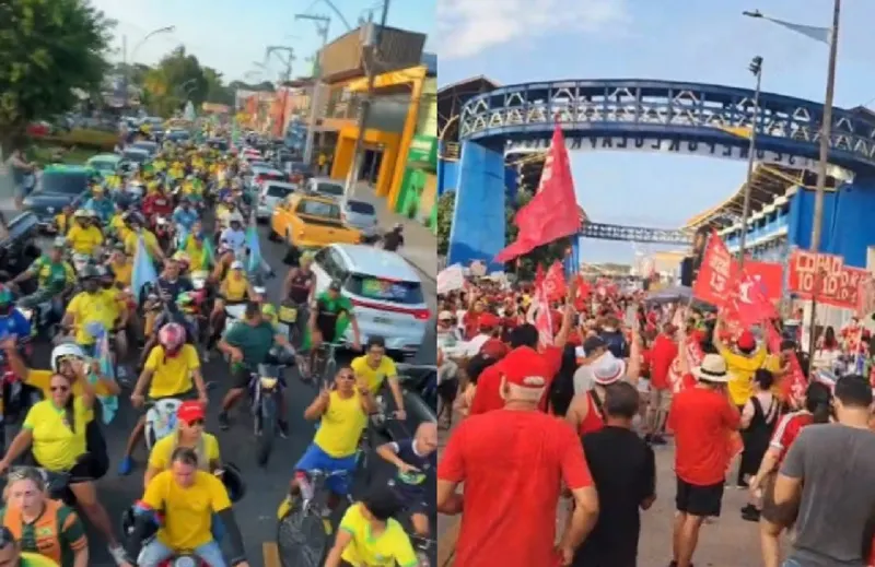 Apoiadores de Flávio Bolsonaro e de Lula fazem atos em Belém.