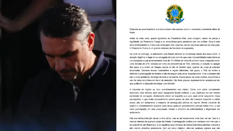 Flávio Bolsonaro se declara “verdadeiro presidente eleito”, denuncia fraude e anuncia oposição a Lula dos EUA