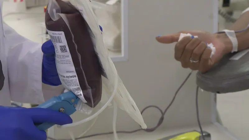 Mulher doa sangue em hemocentro.