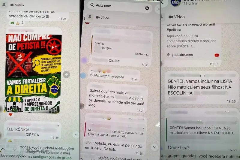 1 de 3 Lista no WhatsApp tem boicote a empresas e prestadores de serviço por suposto apoio à esquerda